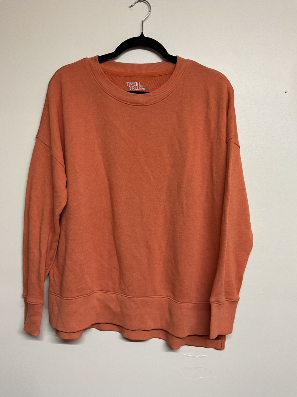 Time and Tru Women's Crewneck Sweatshirt - Rust Orange